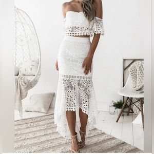 White Lace High-Low  - Elegant Women’s skirt, 8